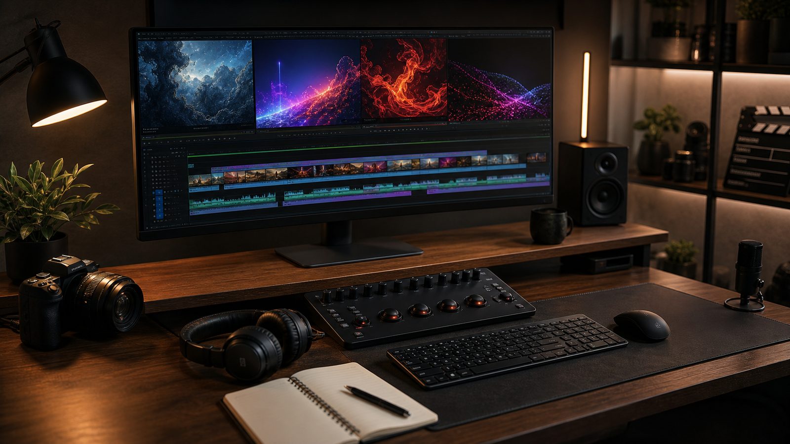 Video editing workstation using AI-generated assets in a production timeline
