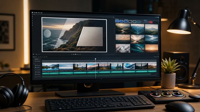 Video editing workstation using licensed stock assets