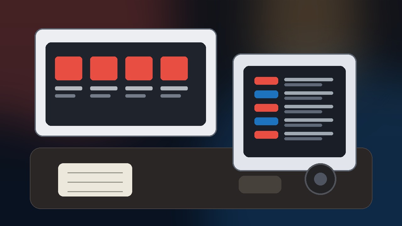 Adobe Stock and Shutterstock search workflow on a creator desk