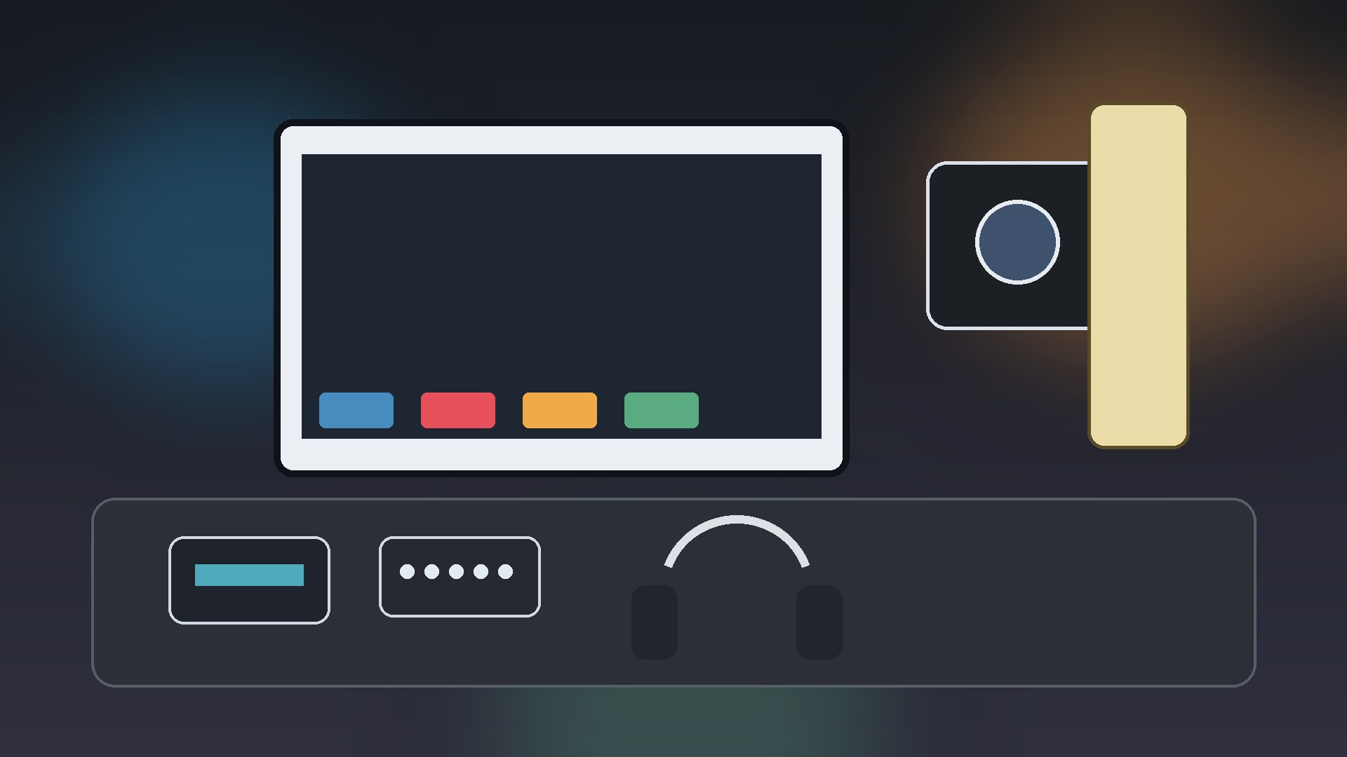 External SSD video editing desk with laptop and camera media