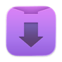 Downie app icon showing a purple rounded square with a downward arrow