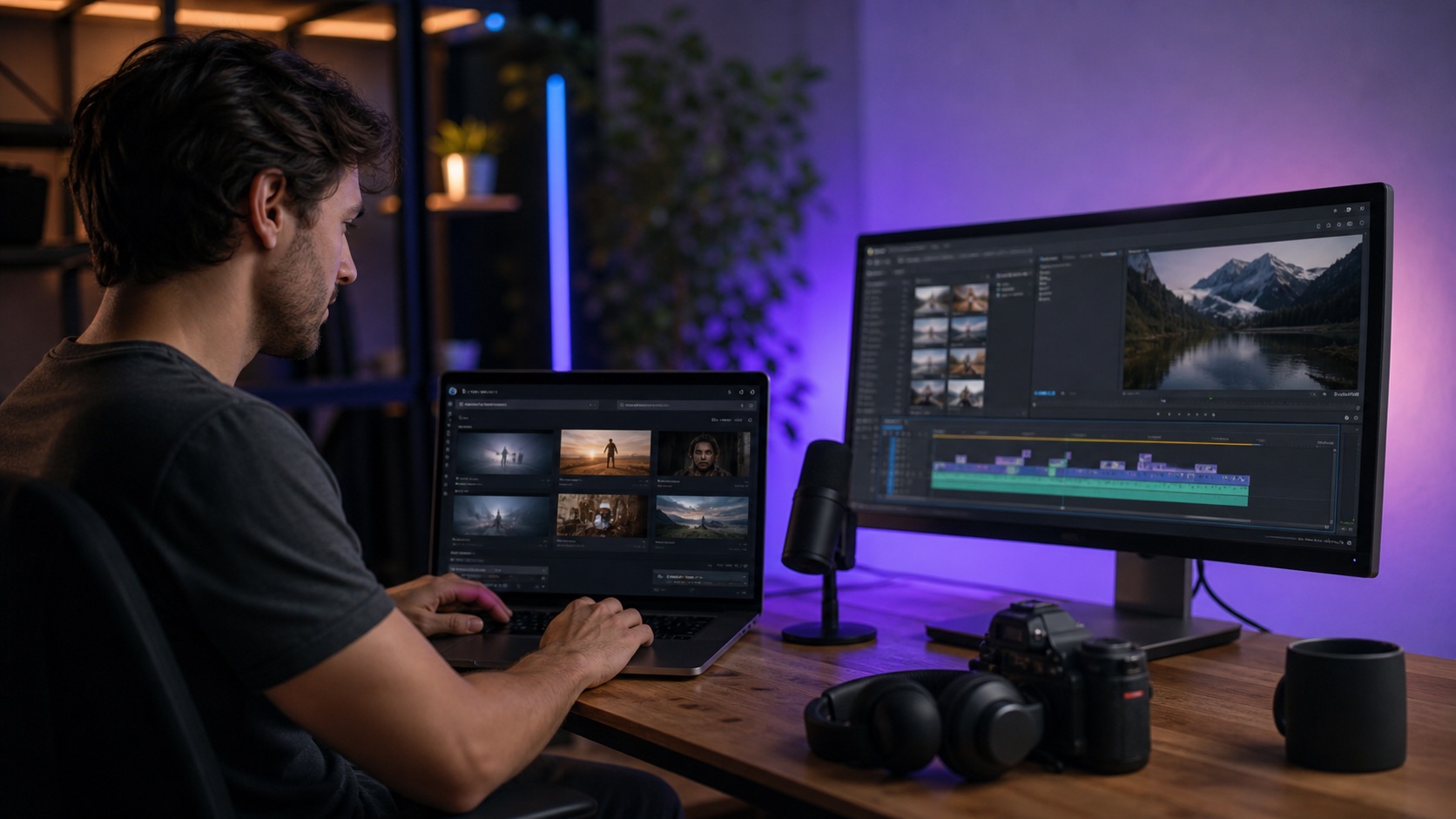 Creator comparing prompt-to-video drafting with timeline editing