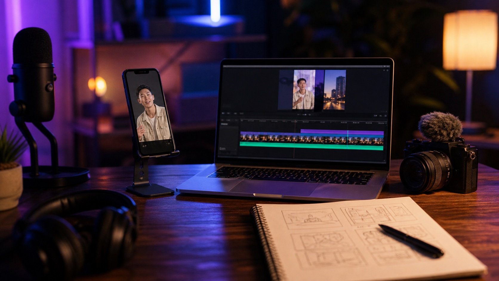 Creator workstation for polishing vertical social videos
